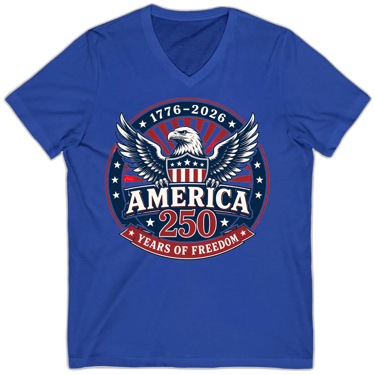 America 250 Years Of Freedom Celebration V-Neck in True Royal